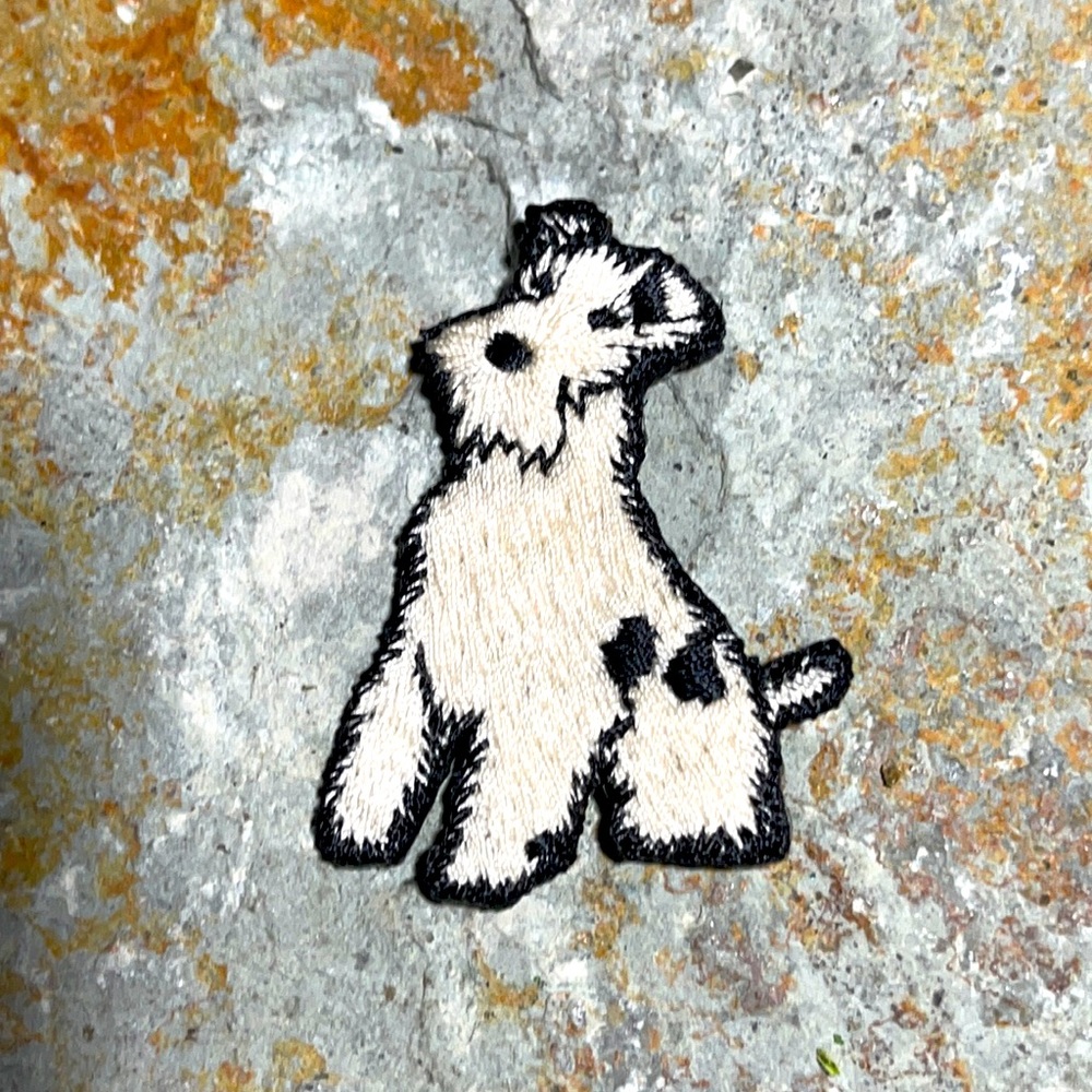 3/$25 sew on patch - cream coloured terrier